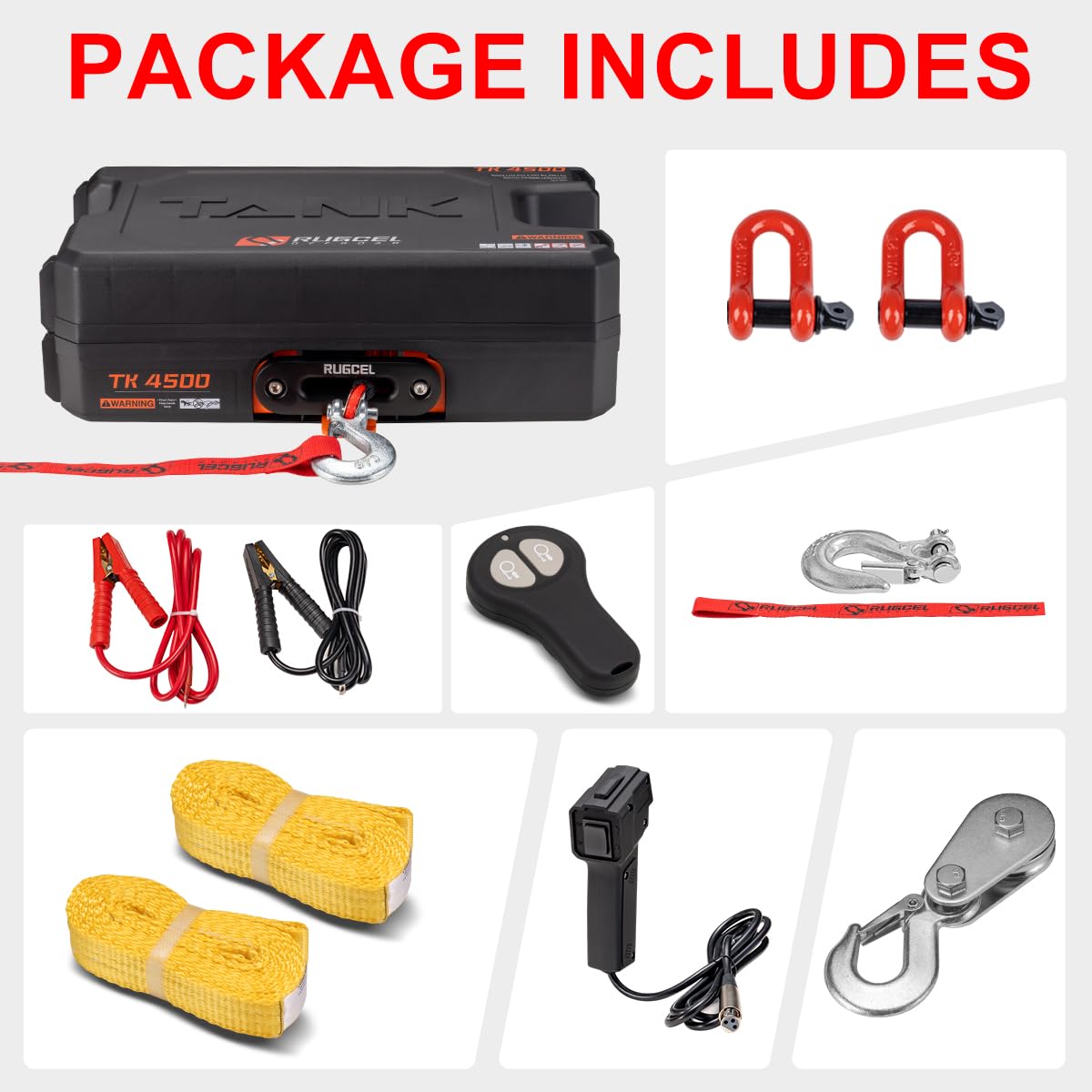Portable 12V DC Electric Utility Winch 4500lb with Synthetic Rope V407