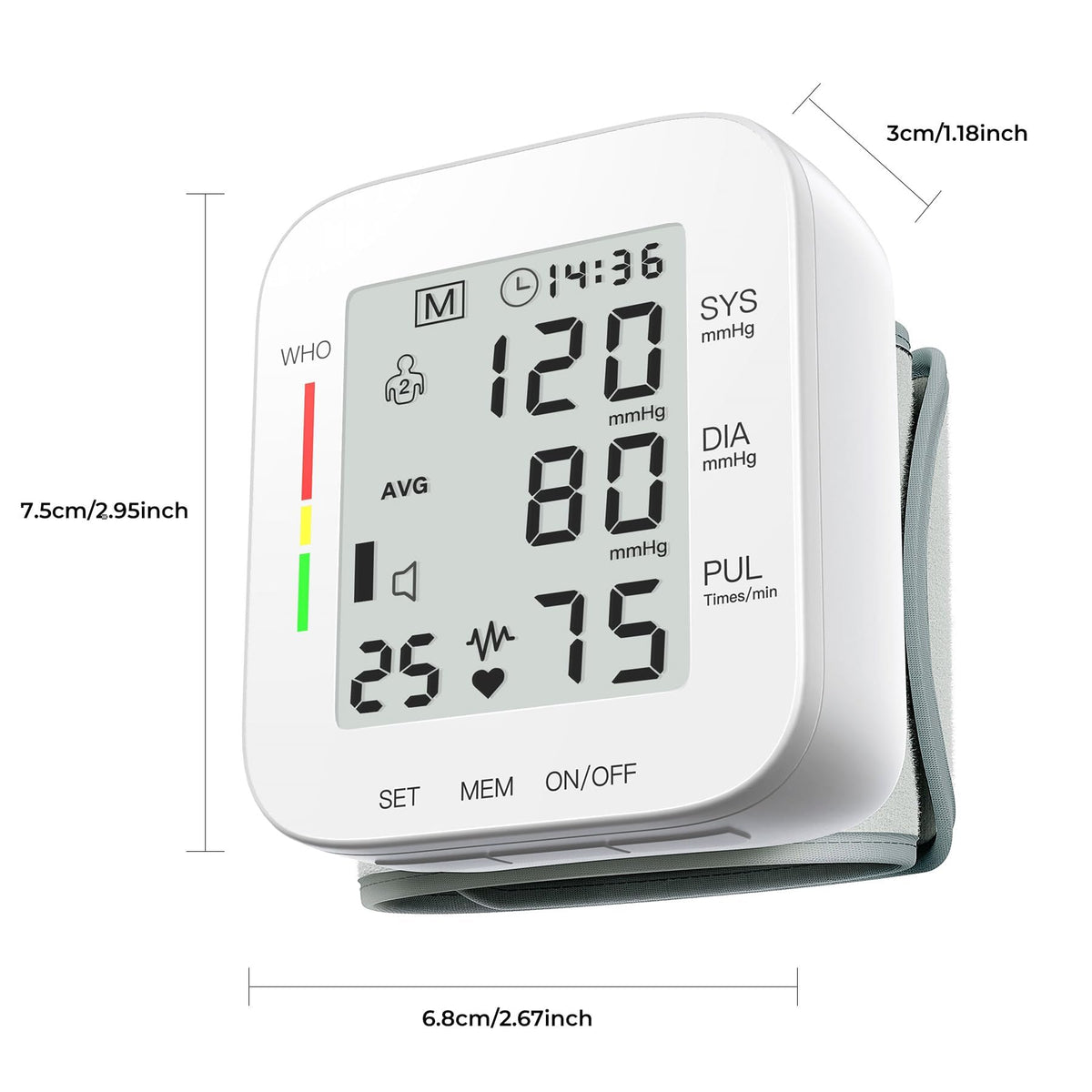 White Wrist Blood Pressure Monitor with Carrying Case R651208