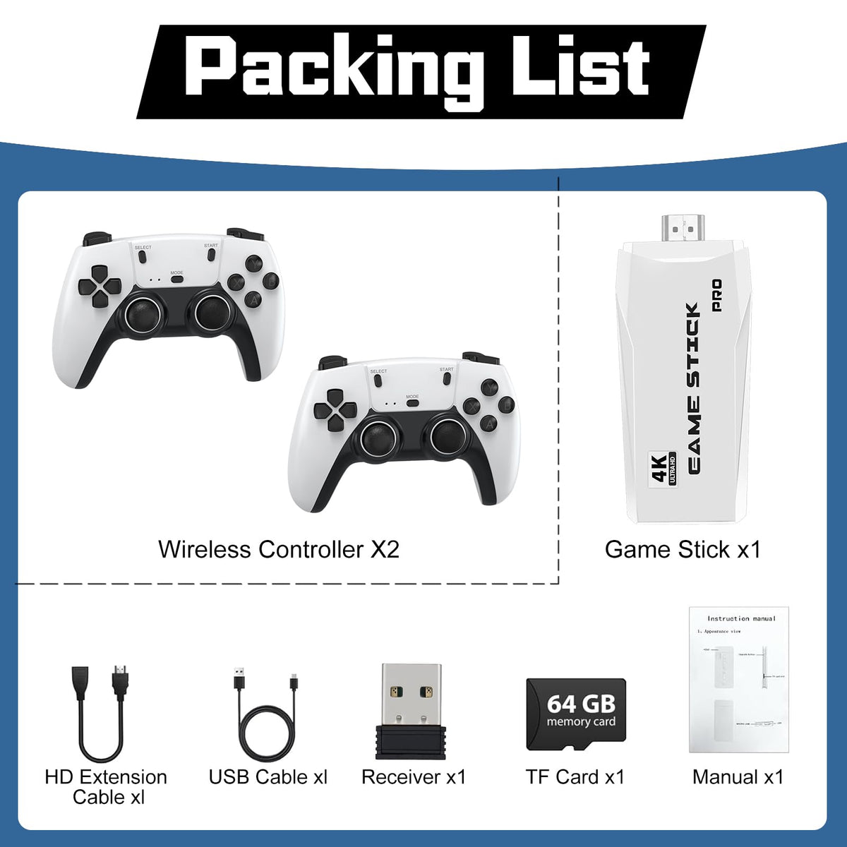 Retro Game Console with 4K HDMI and Wireless Controllers T879