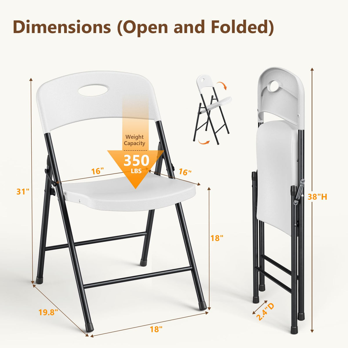 White 10 Pack Plastic Folding Chair Y871247