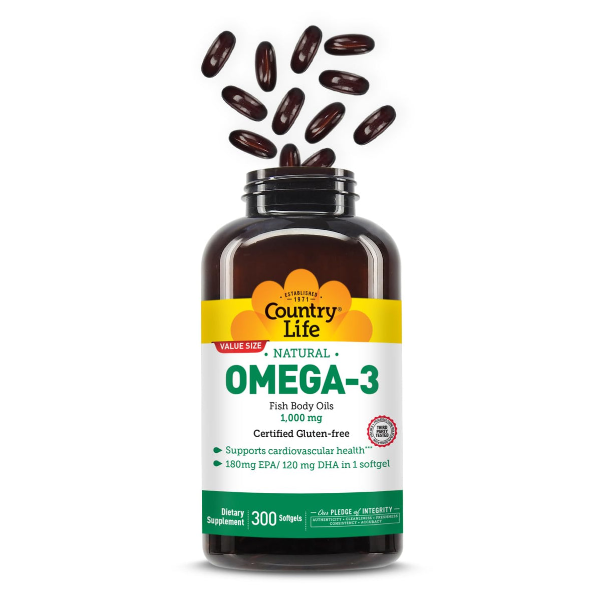 Omega-3 Fish Oil 1,000 mg 300 Softgels T26380