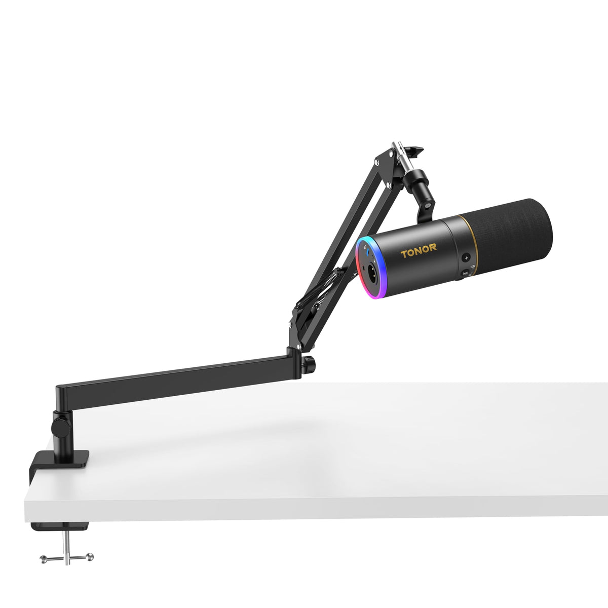 Black XLR USB Dynamic Podcast Microphone with Boom Arm P702