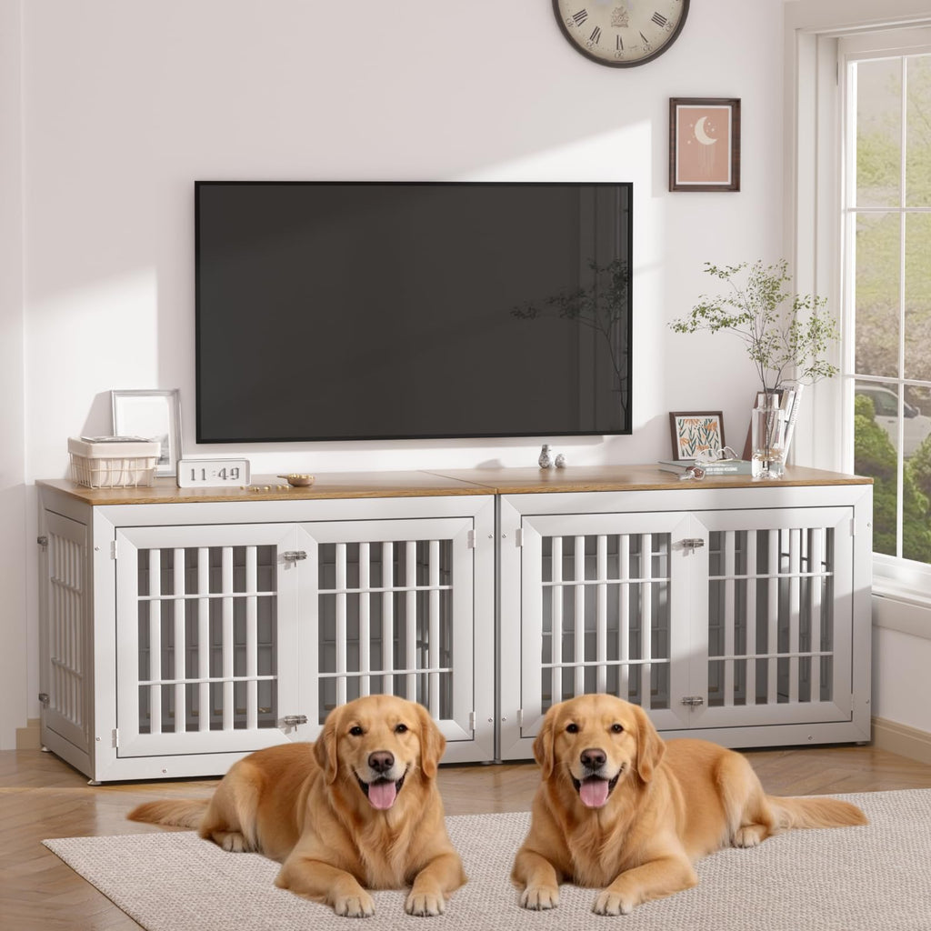 48" XXL White Wooden Dog Crate Furniture N9418
