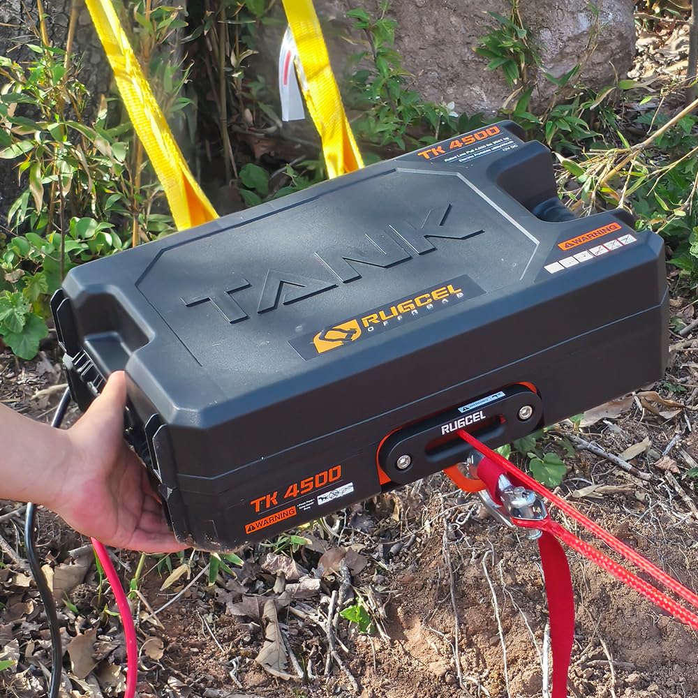 Portable 12V DC Electric Utility Winch 4500lb with Synthetic Rope V407