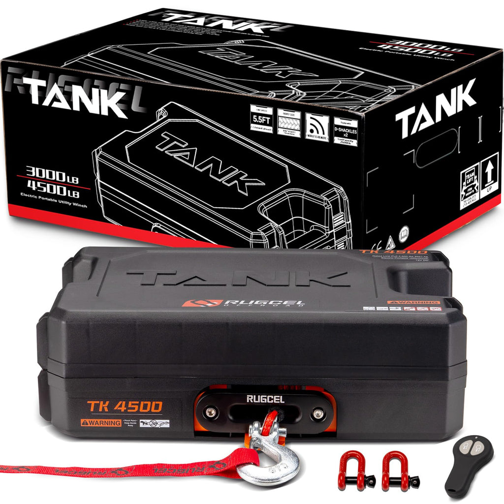 Portable 12V DC Electric Utility Winch 4500lb with Synthetic Rope V407