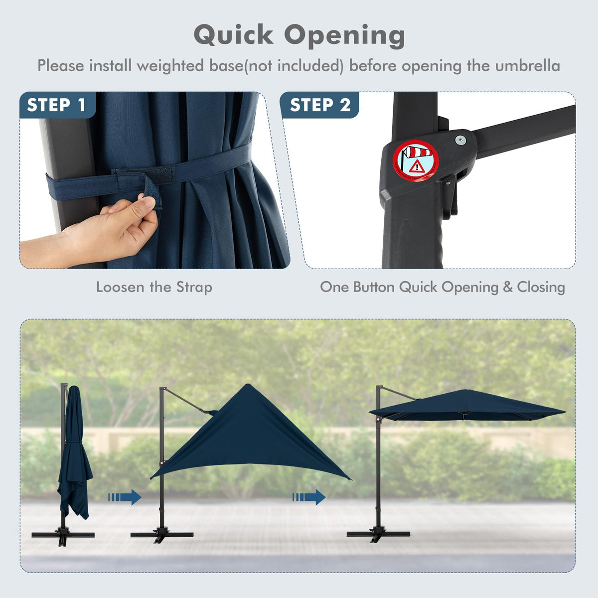 9.5 FT Square Cantilever Patio Umbrella with Cross Base F19416