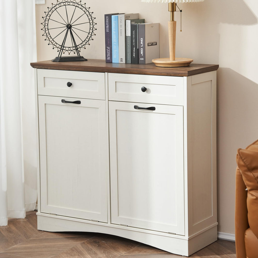 Antique White Tilt Out Trash Cabinet M707