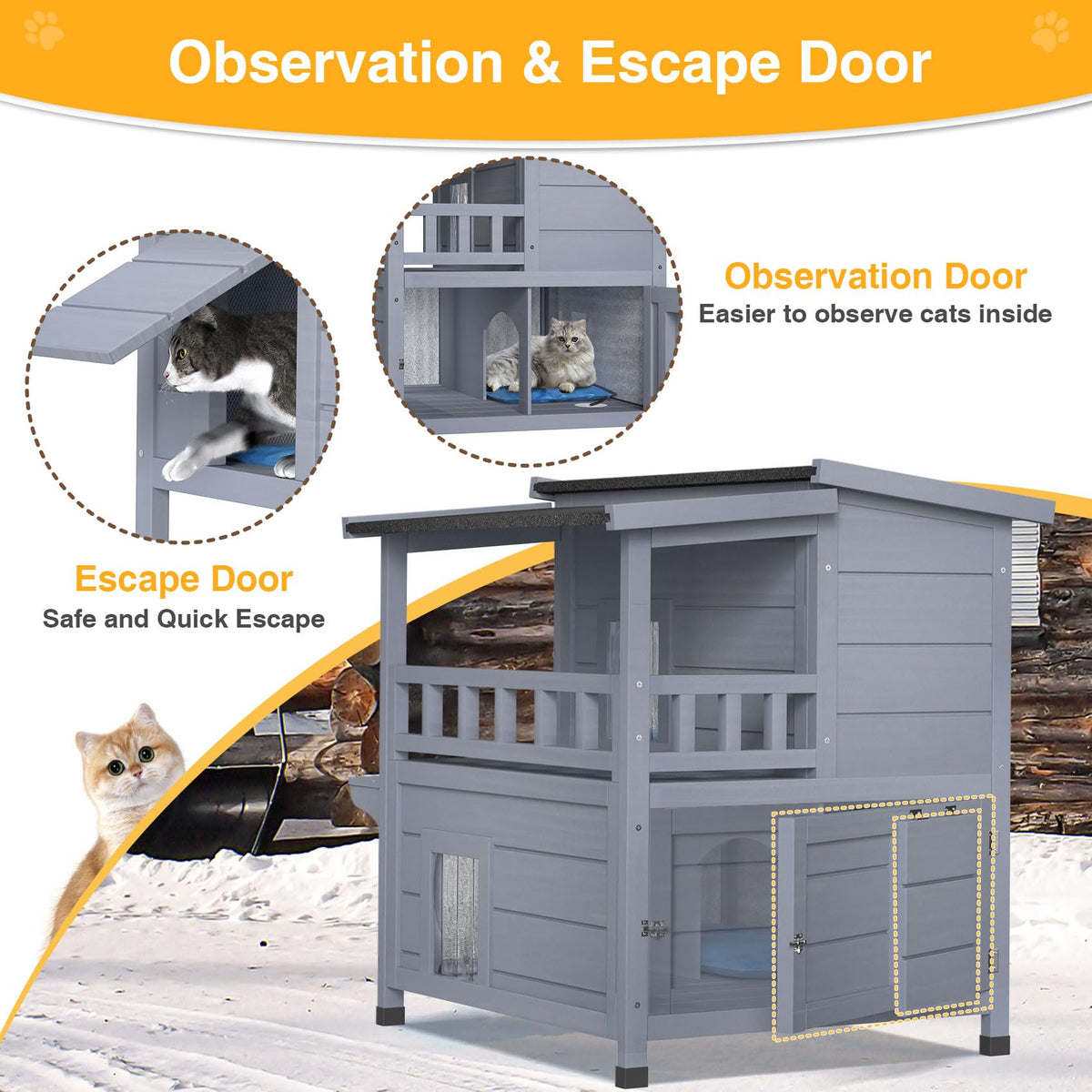 Wooden Heated 2-Story Cat House A186349
