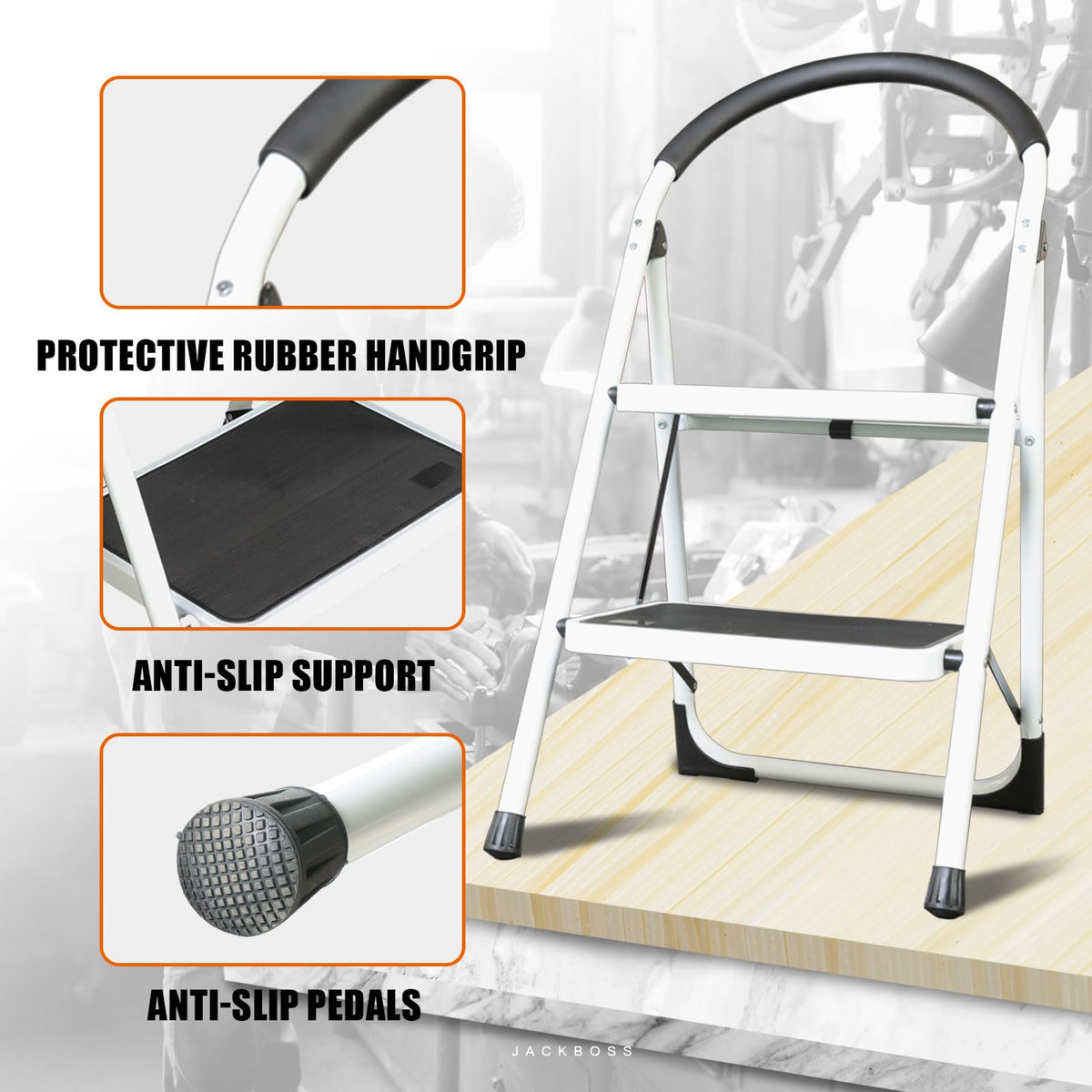 2 Step Folding Lightweight Step Stool with Anti-Slip Pedal 400 lbs Capacity G150