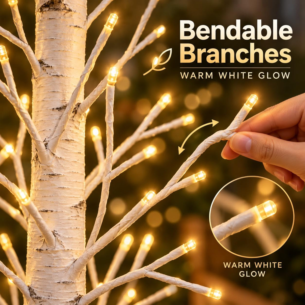 6FT Lighted Birch Tree, 312 LEDs, Warm White G995