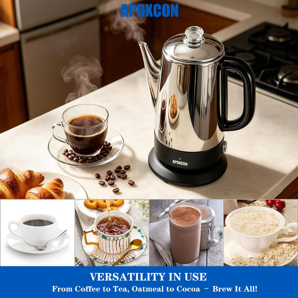 Electric Stainless Steel Coffee Percolator 1200ml 8 Cup Z89866