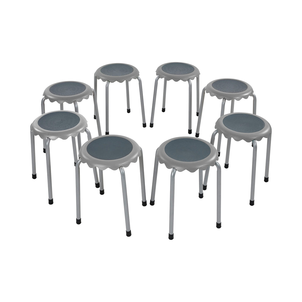 Grey 8-Piece Stackable Stool Seating Set H5582