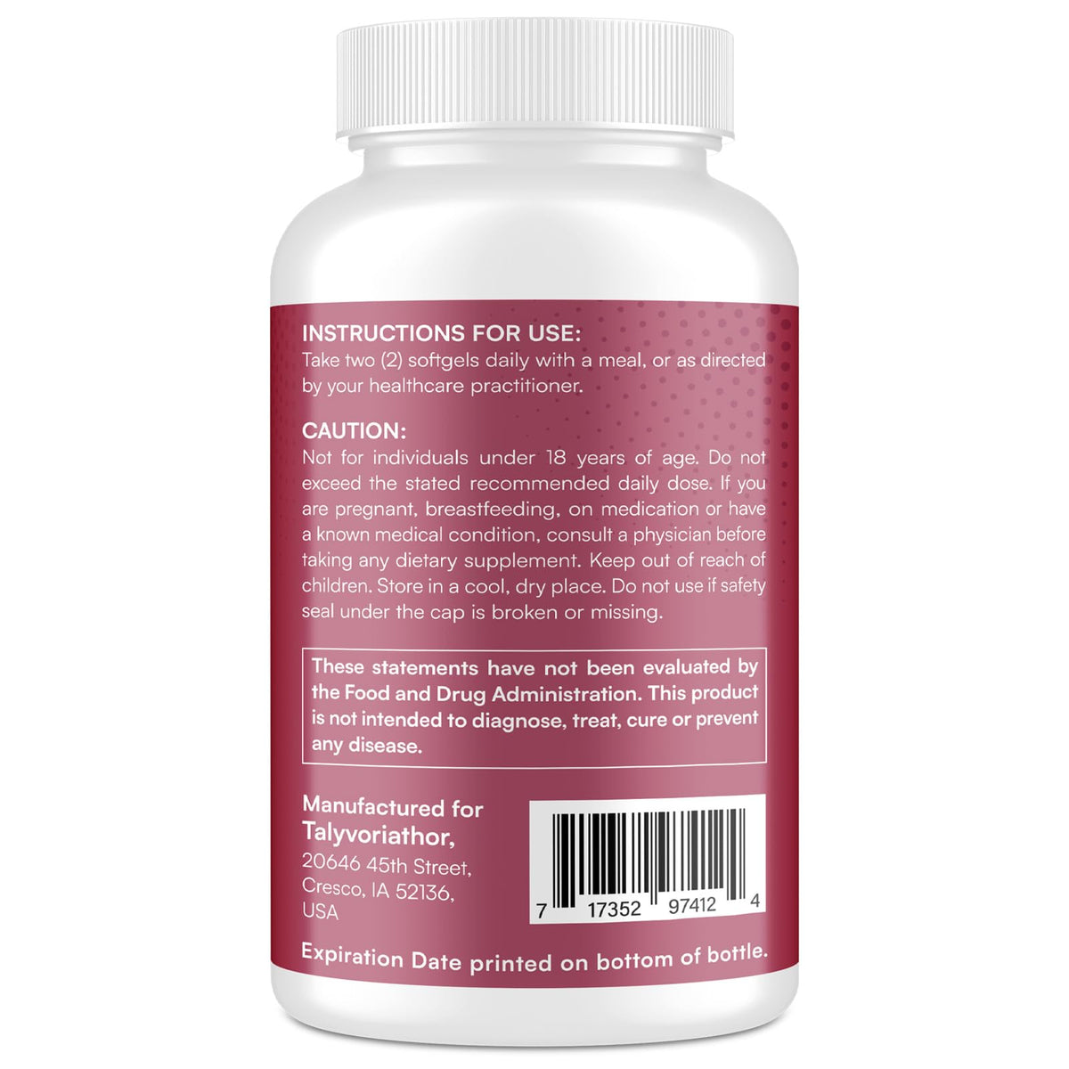 Red Yeast Rice 1200mg CoQ10 Astaxanthin 120 Softgels F559