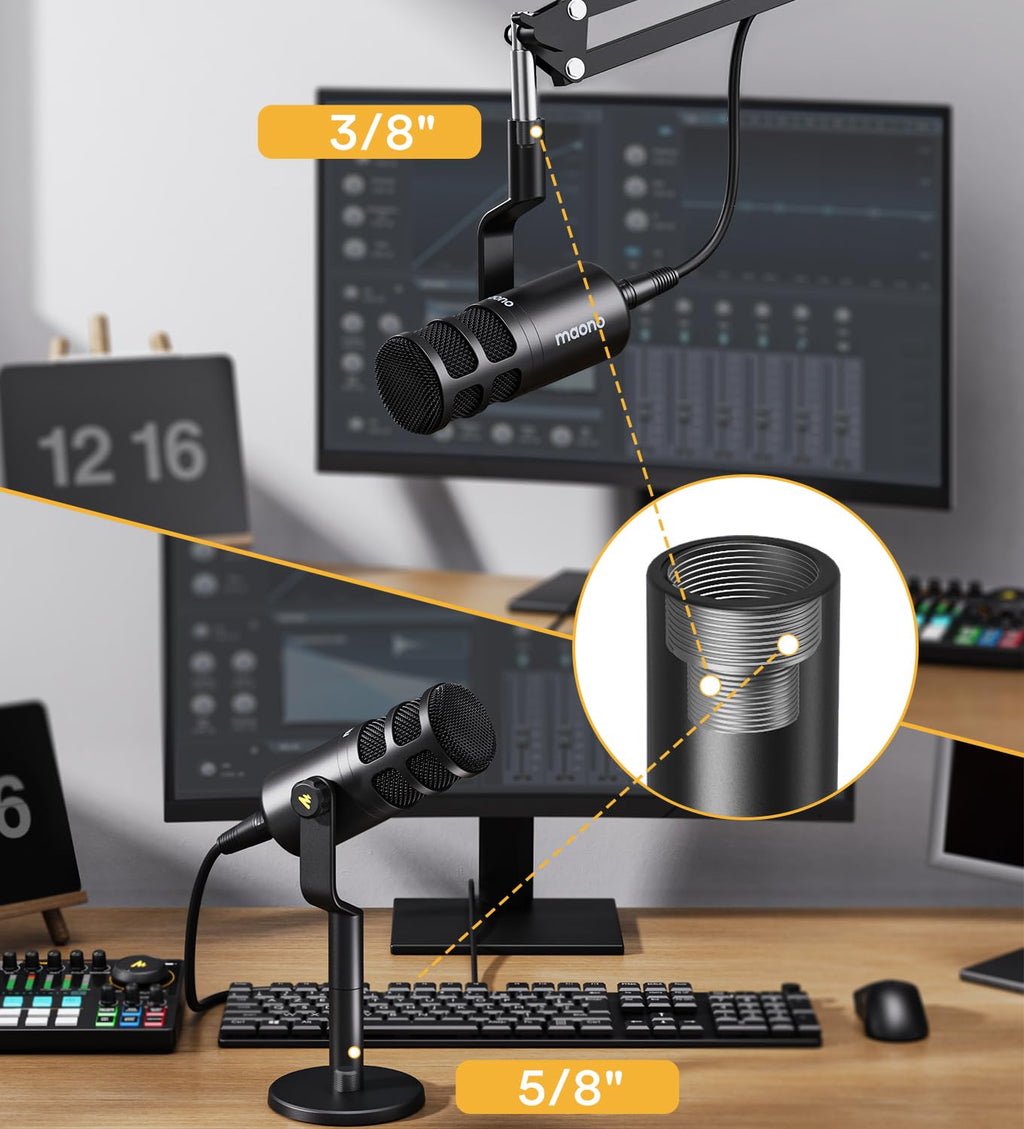 XLR Podcast Microphone, Cardioid Dynamic Metal Desk Mic G144956