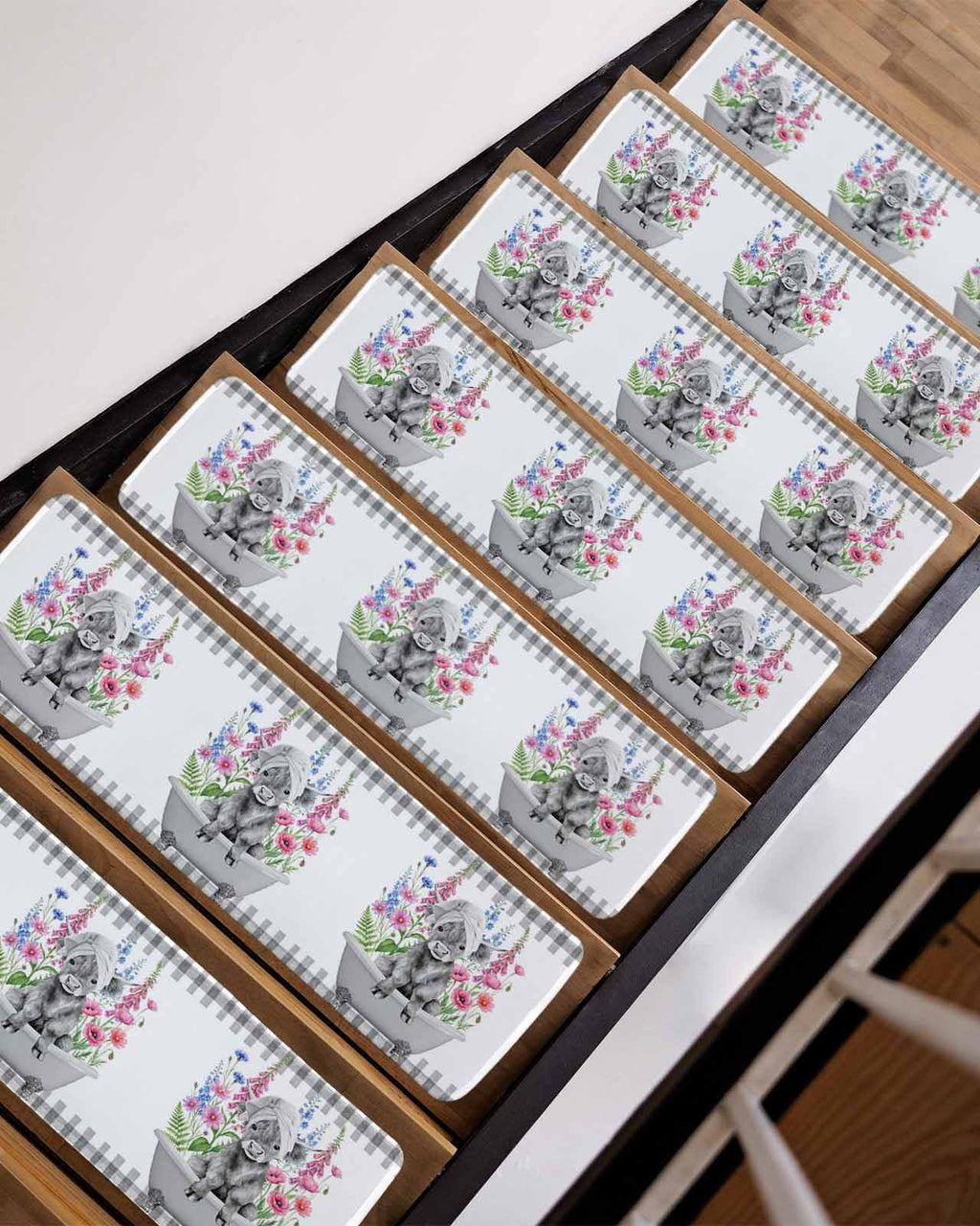 Pink Floral Non Slip Stair Treads 4 Pcs D43169