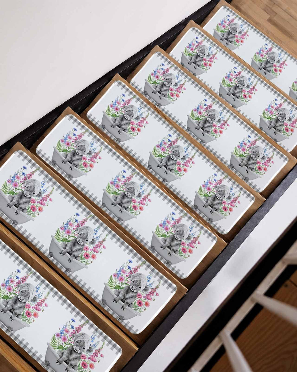 Pink Floral Non Slip Stair Treads 4 Pcs D43169