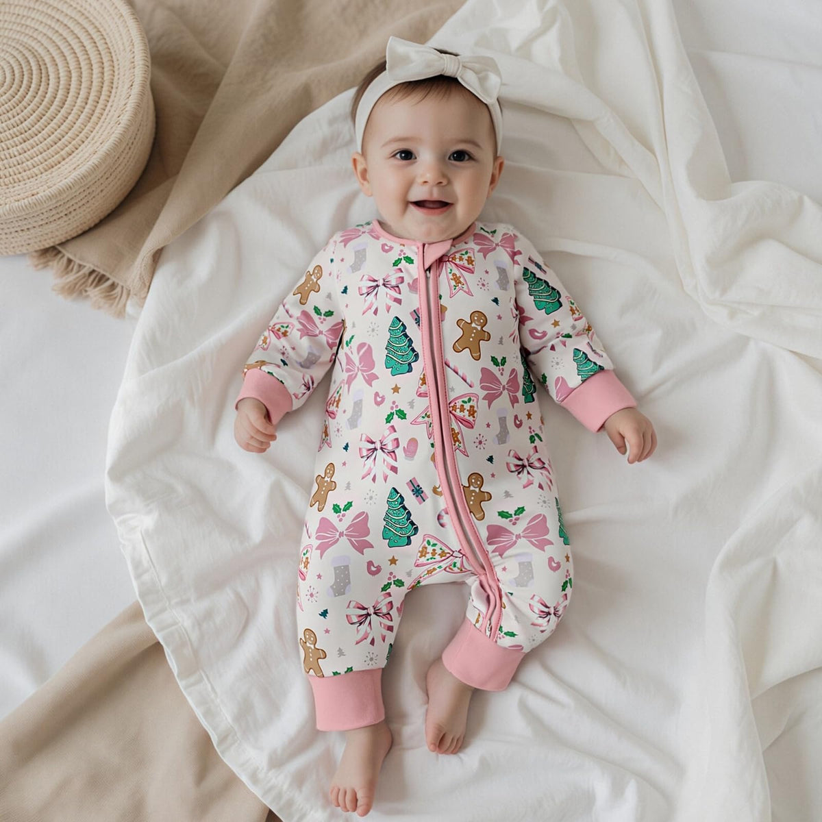 Newborn Christmas Zipper Jumpsuit Romper A735195