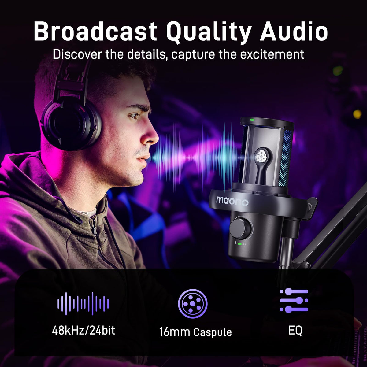 Wireless Gaming Microphone with Boom Arm A1368