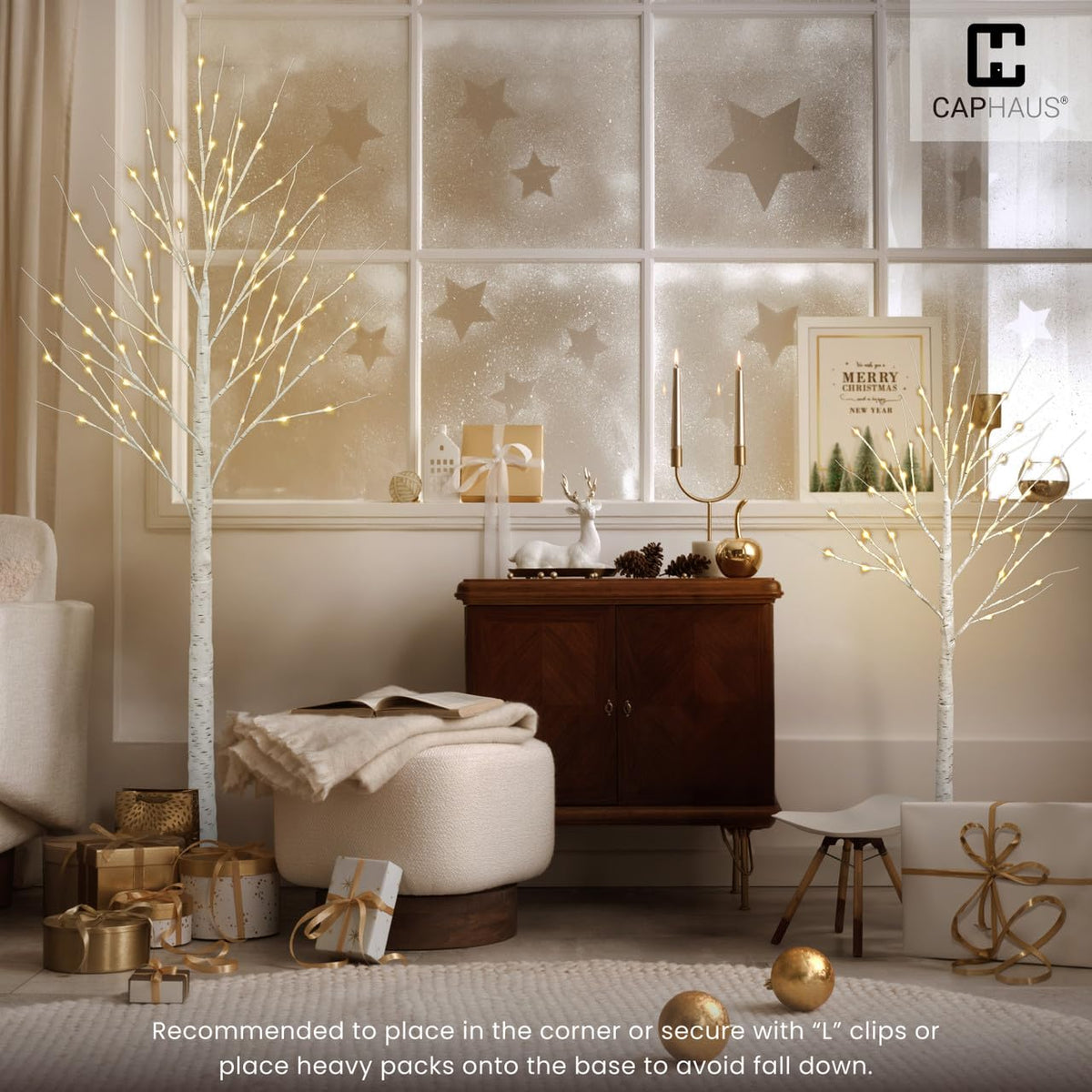 8 Ft White Pre-Lit Birch Tree with 132 Warm White LED L827