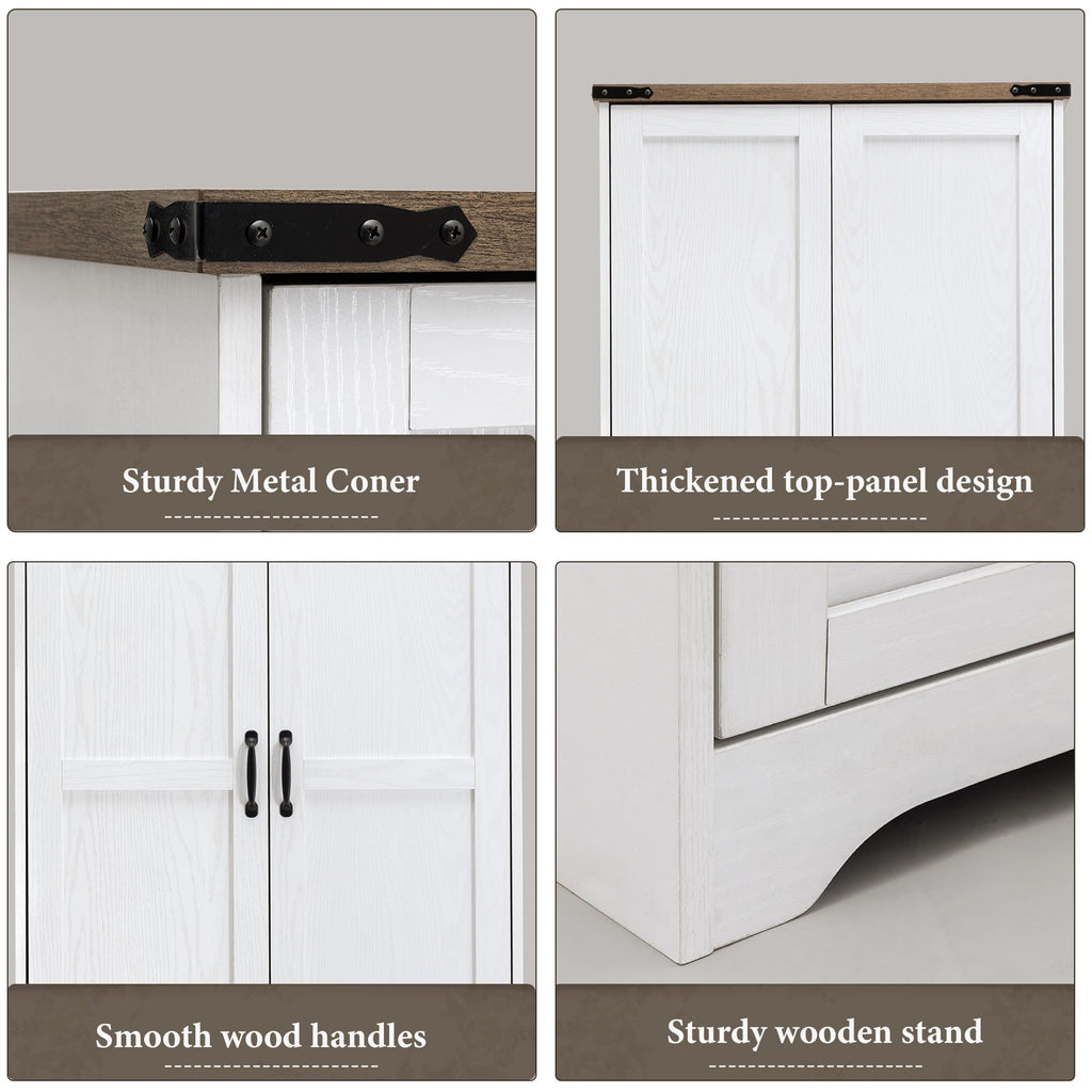 71" White Wooden Armoire Wardrobe Closet with 2 Doors & 2 Drawers G937286
