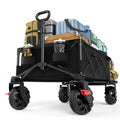26" Extra Wide All Terrain Folding Wagon with Big Wheels, Cargo Net & Tailgate, 400lbs Heavy Duty Collapsible Cart, Black J785