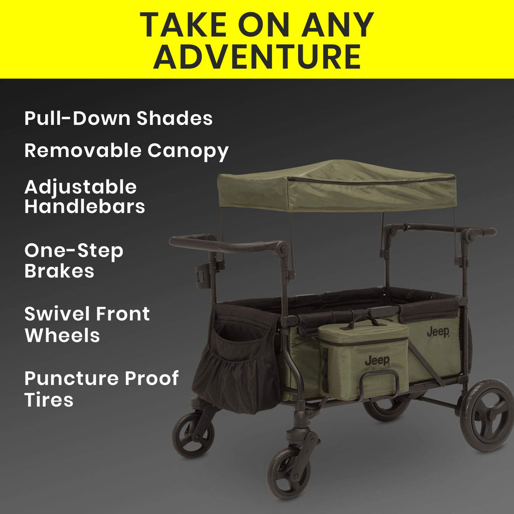 Black/Green Stroller Wagon with Cooler Bag V4776