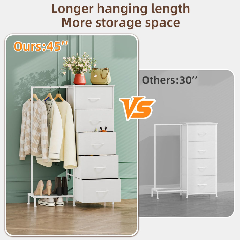 Dresser with Hanging Rack, 5 Drawers E9546
