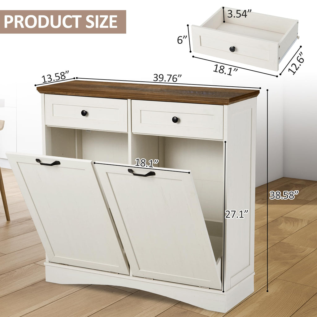 Antique White Tilt Out Trash Cabinet M707