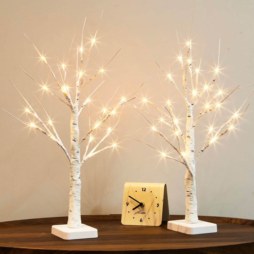 Lighted Birch Tree 2 Pack with 24 LED Battery Powered Timer Z503757