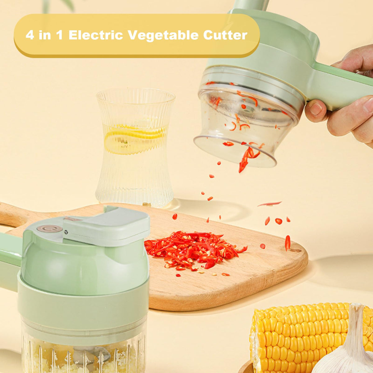 Portable Wireless Electric 4-in-1 Vegetable Cutter Set B8520