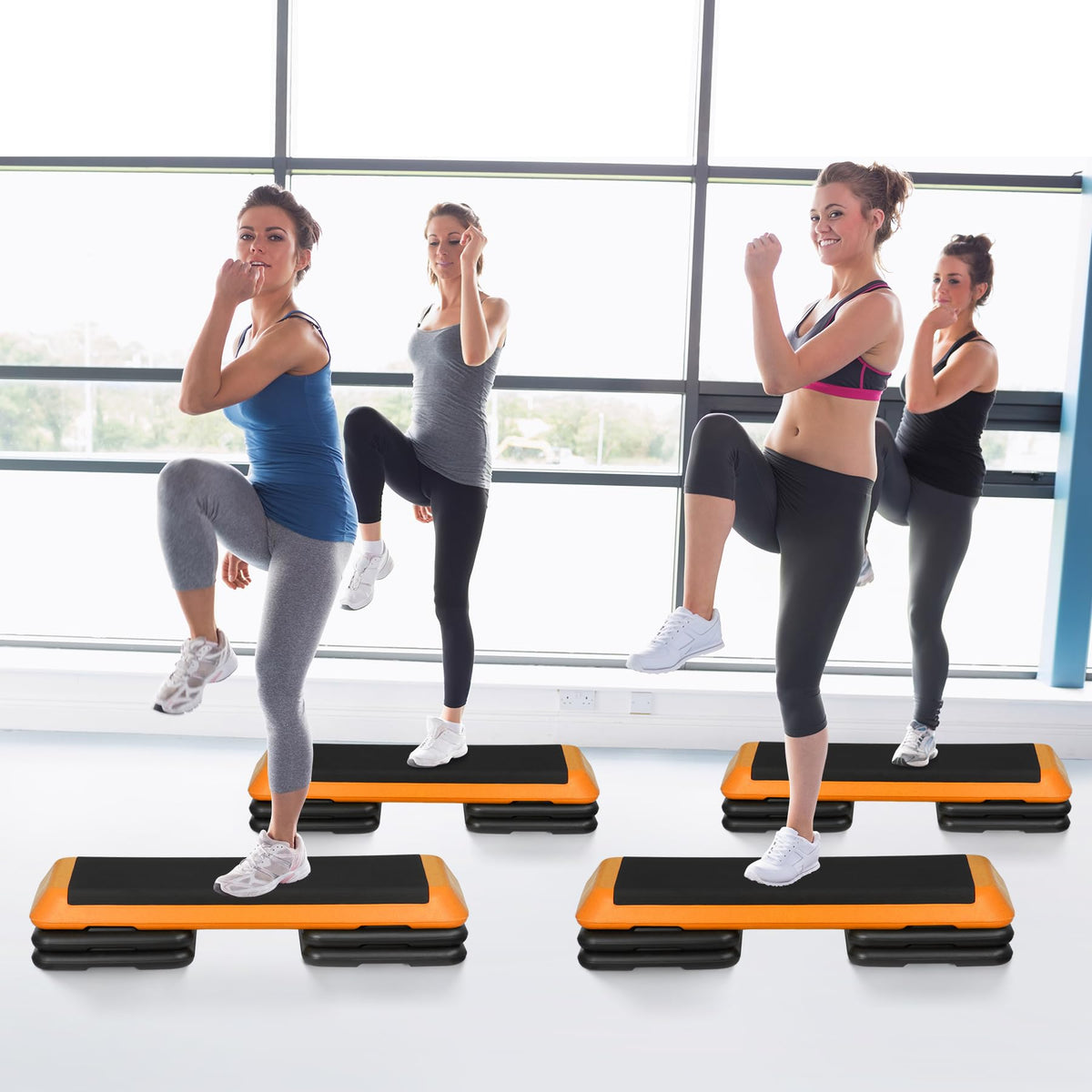 43'' Adjustable Aerobic Step Platform with 4 Stackable Risers F4127