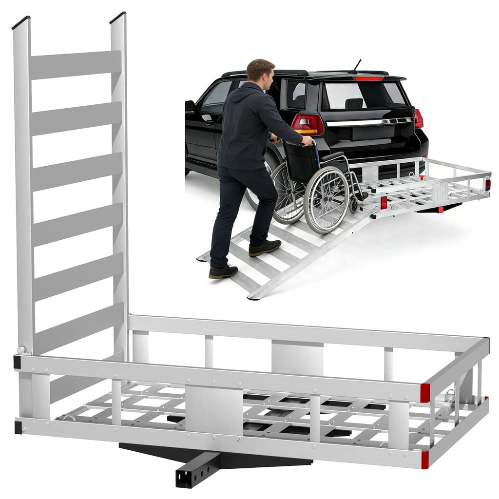 52"x31"x10" Aluminum Hitch Cargo Carrier with Ramp D782