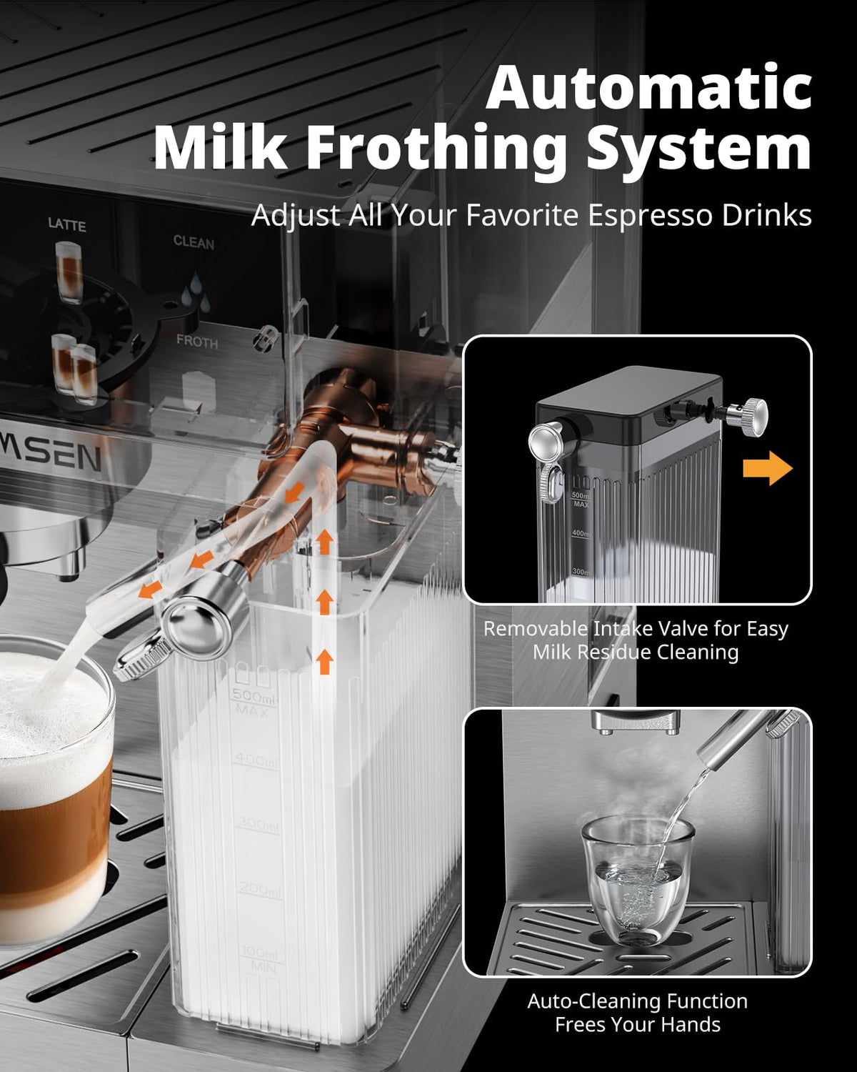 20 Bar Espresso Machine with Milk Frother, Stainless Steel, 60oz Water Tank B286086
