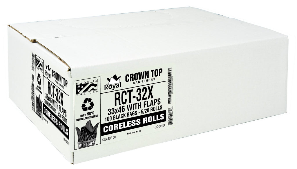 Black 40-45 Gal Coreless Roll Trash Bags V520