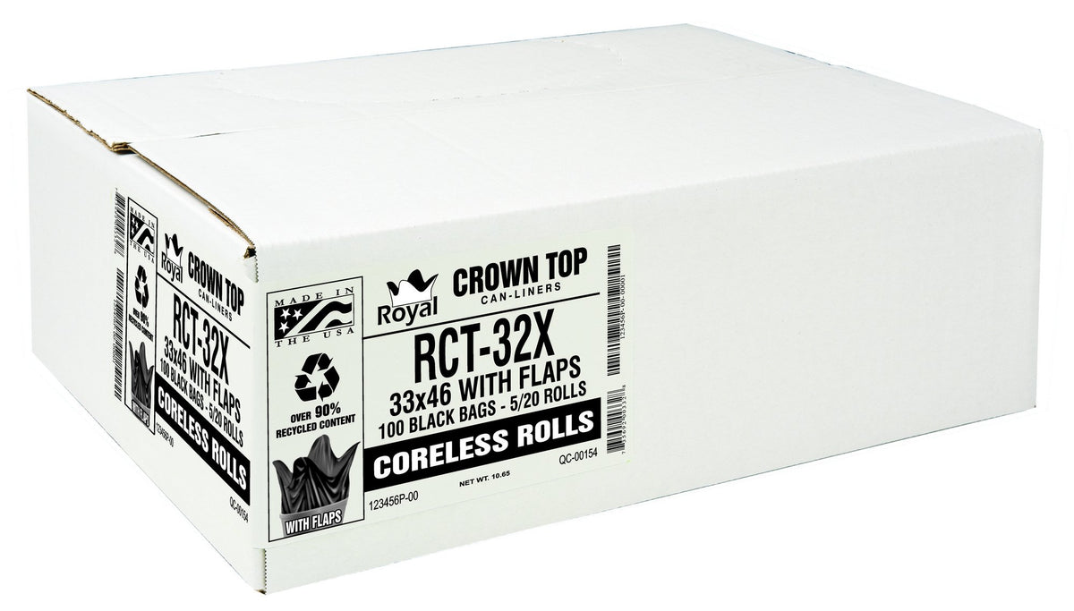 Black 40-45 Gal Coreless Roll Trash Bags V520