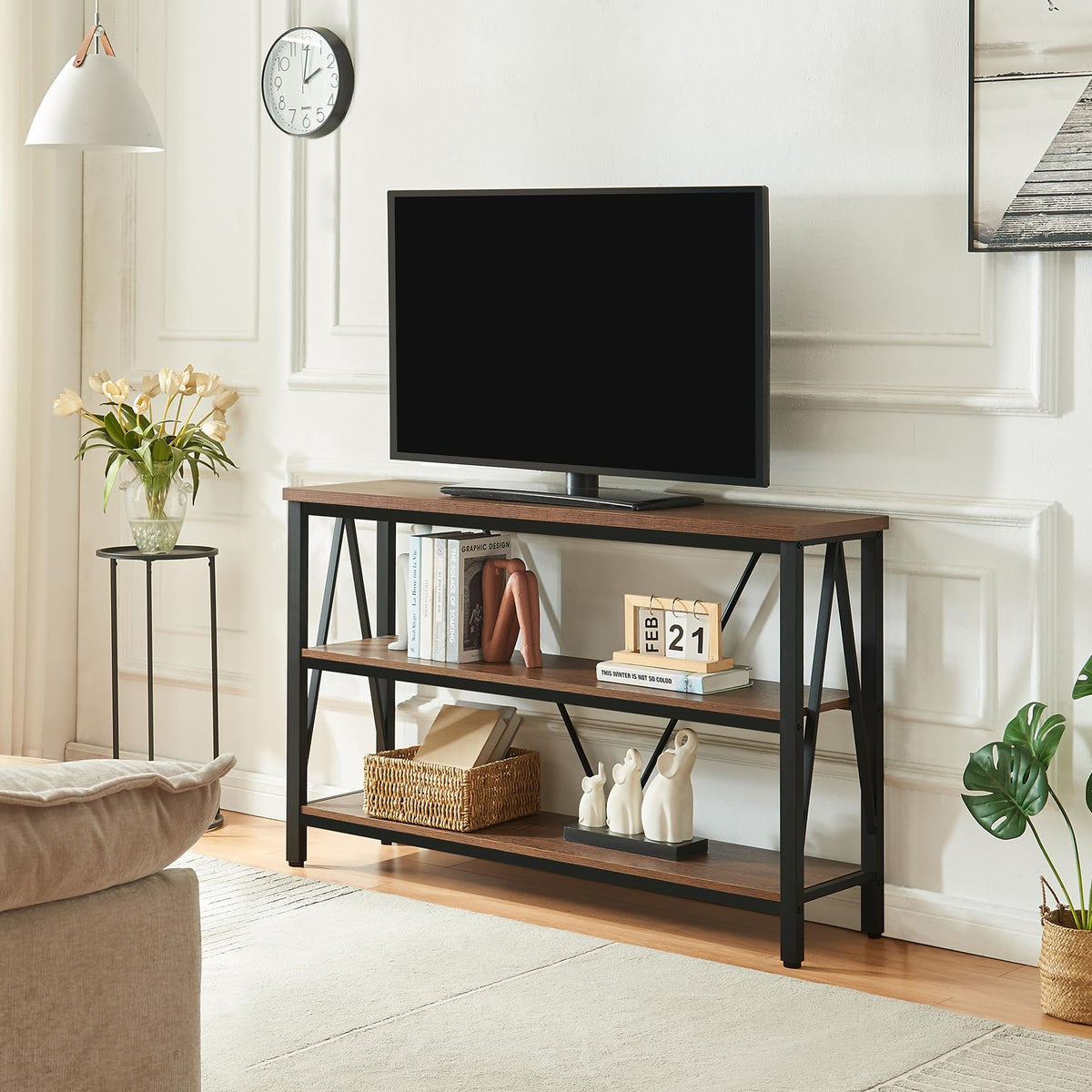 Brown 3 Tier Console Table with Open Shelves F1174