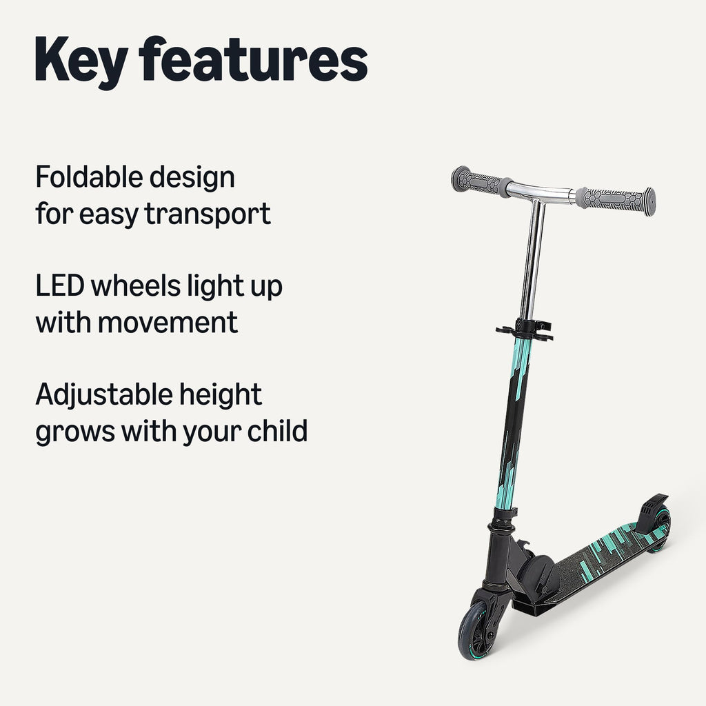 Foldable Light Up Wheels Adjustable Handlebar Aluminum Kids Kick Scooter D274