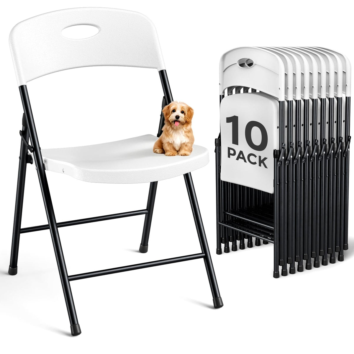 White 10 Pack Plastic Folding Chair Y871247