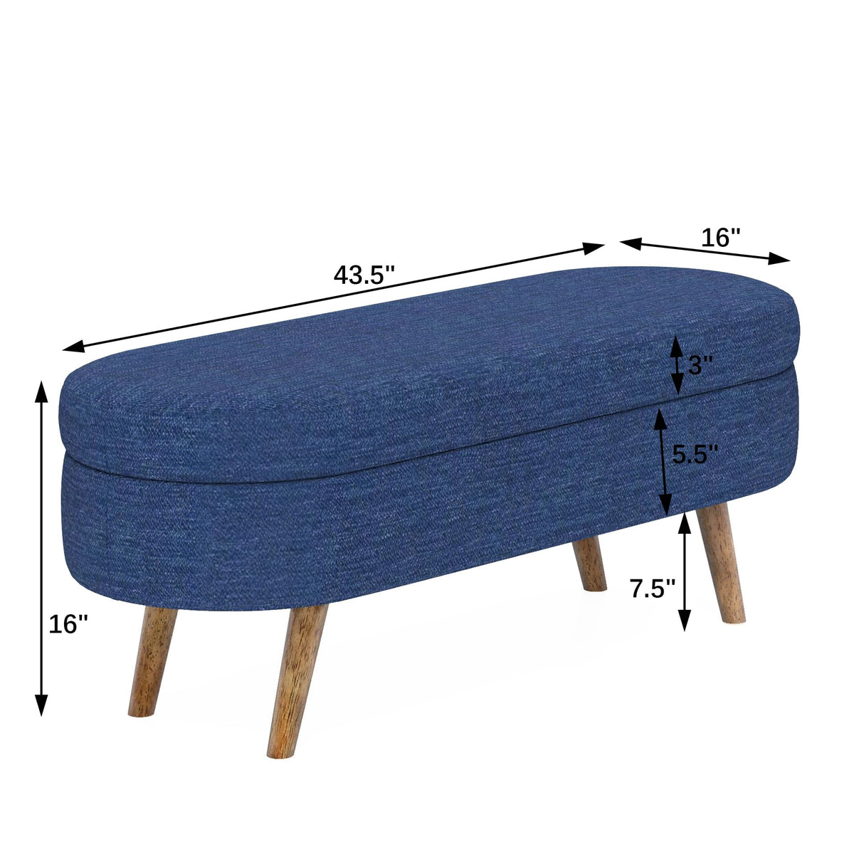 Oval Storage Bench with Rubber Wood Legs Z77234