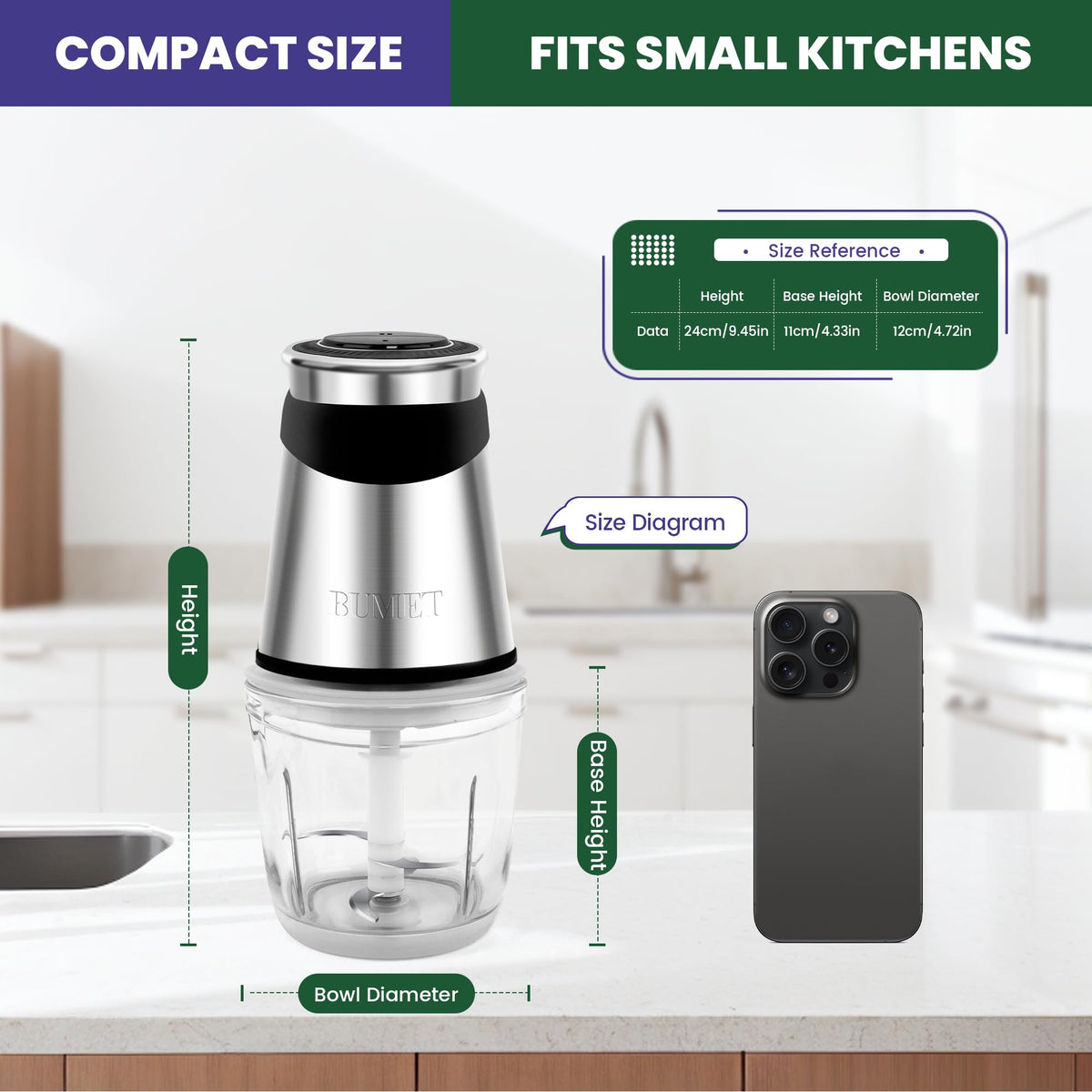 500W Mini Chopper 2.5-Cup Glass Bowl C4854