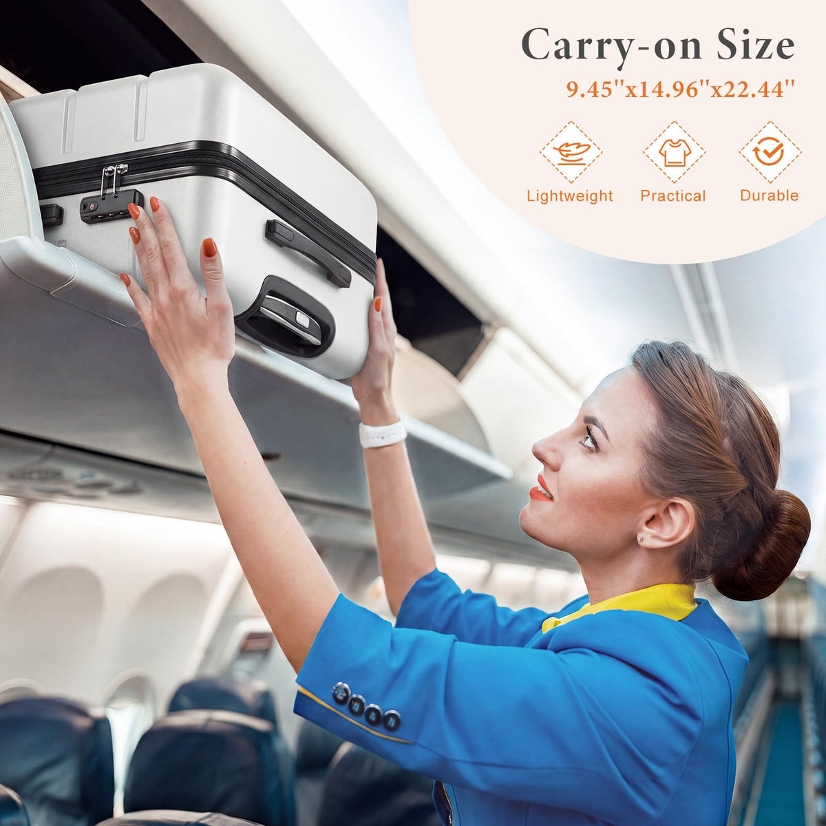 20 Inch Carry On Luggage with Spinner Wheels V228