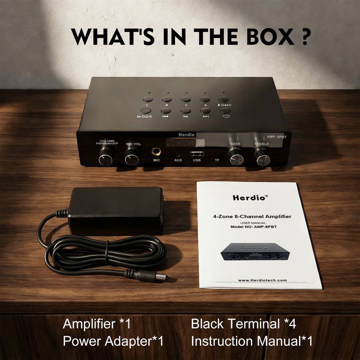 60W 8 Channel Bluetooth Stereo Audio Amplifier Receiver D143