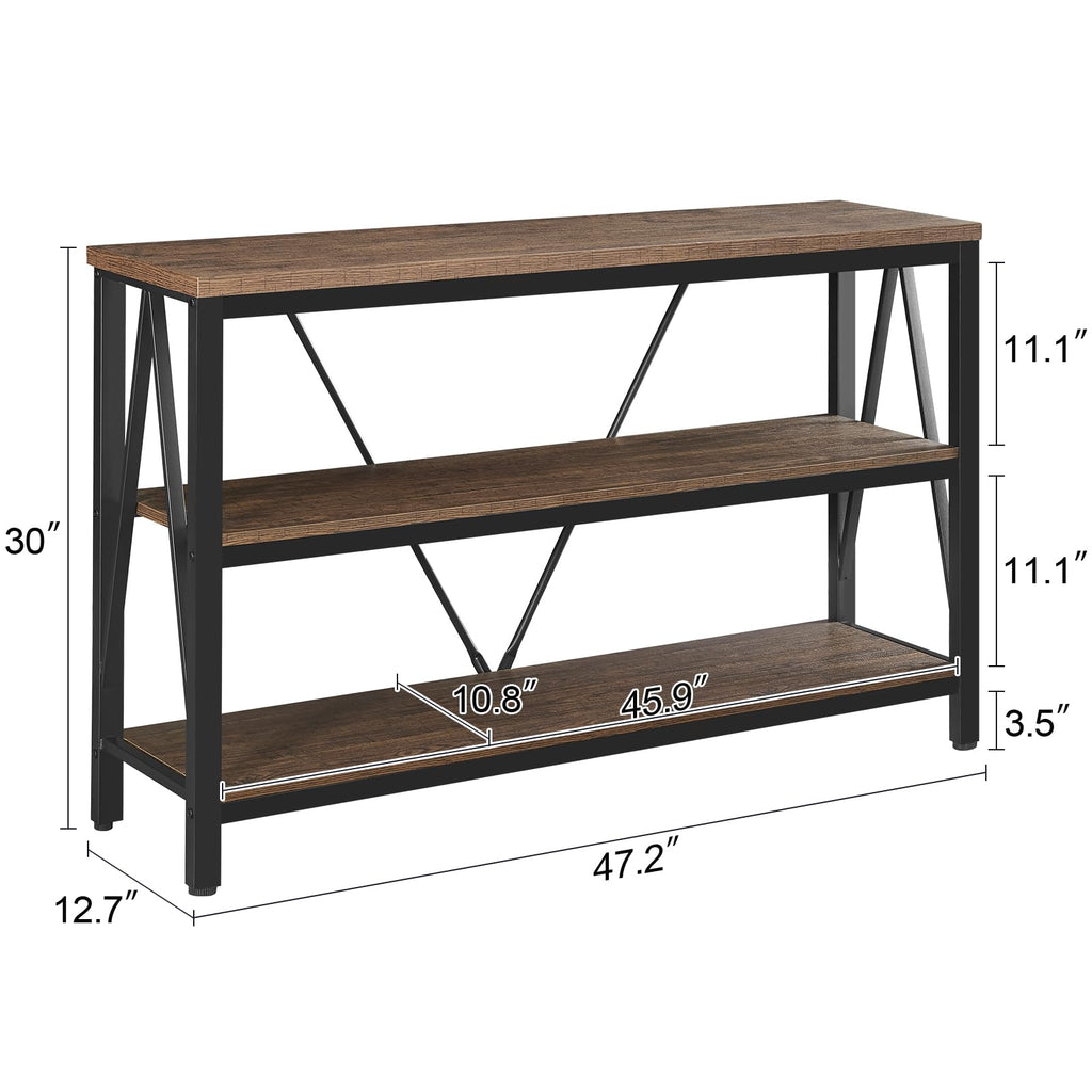 Brown 3 Tier Console Table with Open Shelves F1174