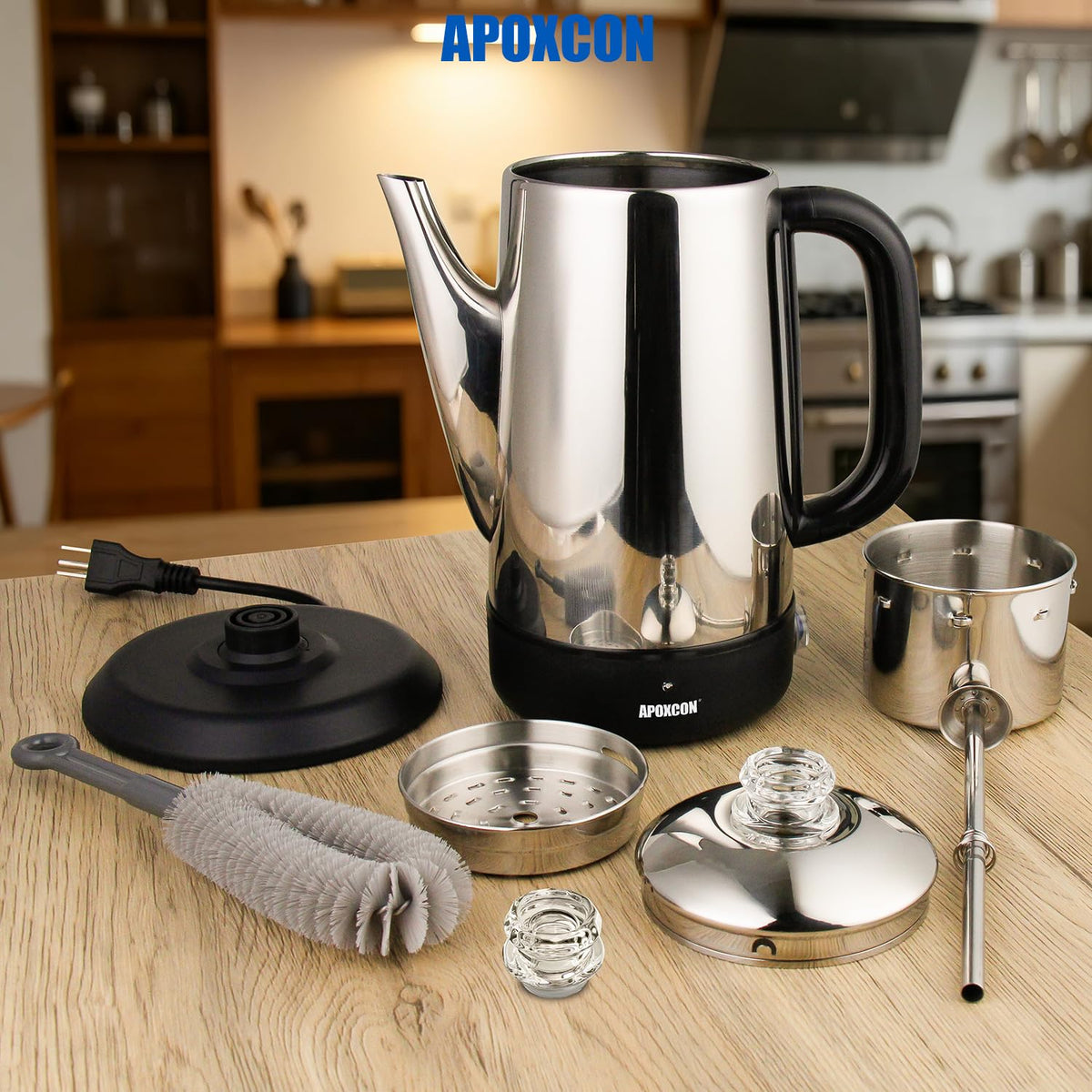 Electric Stainless Steel Coffee Percolator 1200ml 8 Cup Z89866