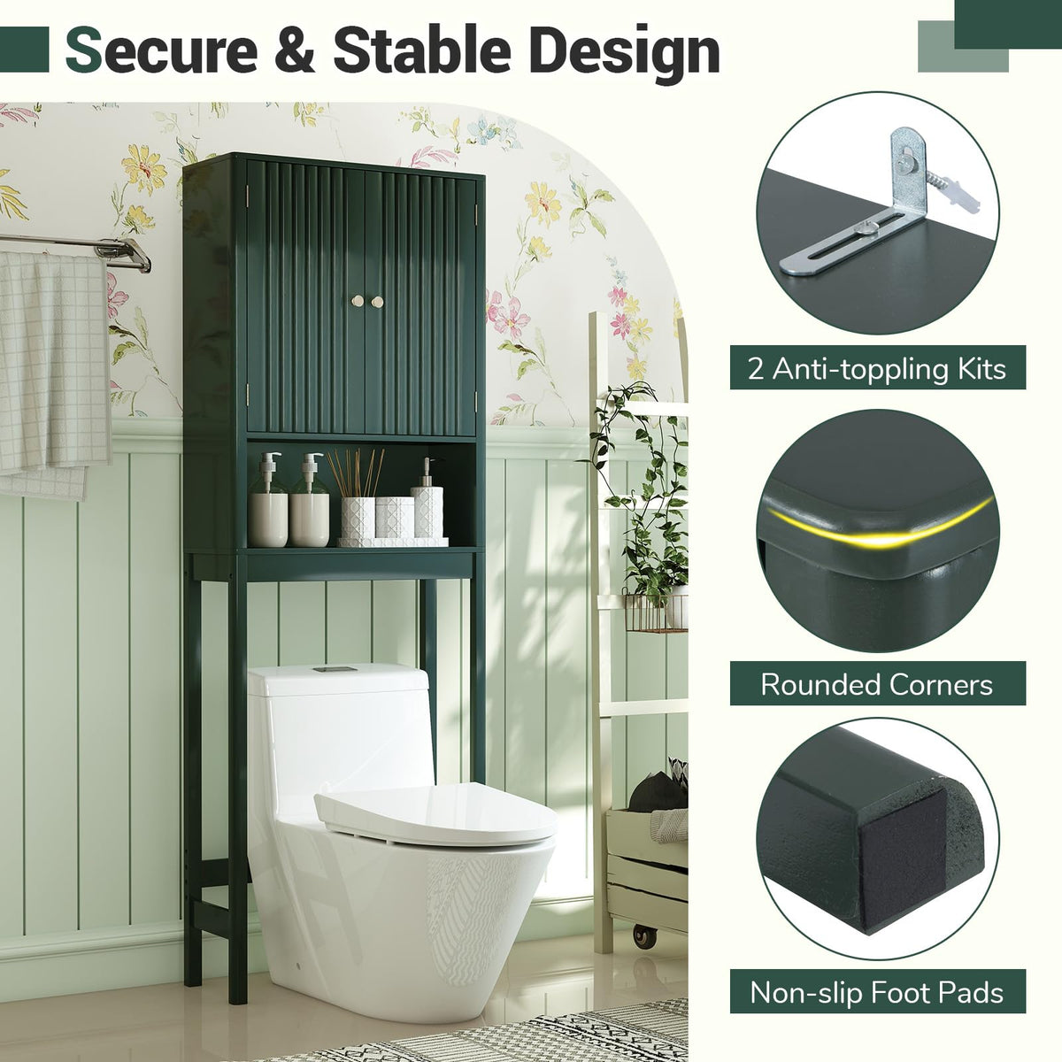 Over The Toilet Storage Cabinet with Fluted Doors C75840