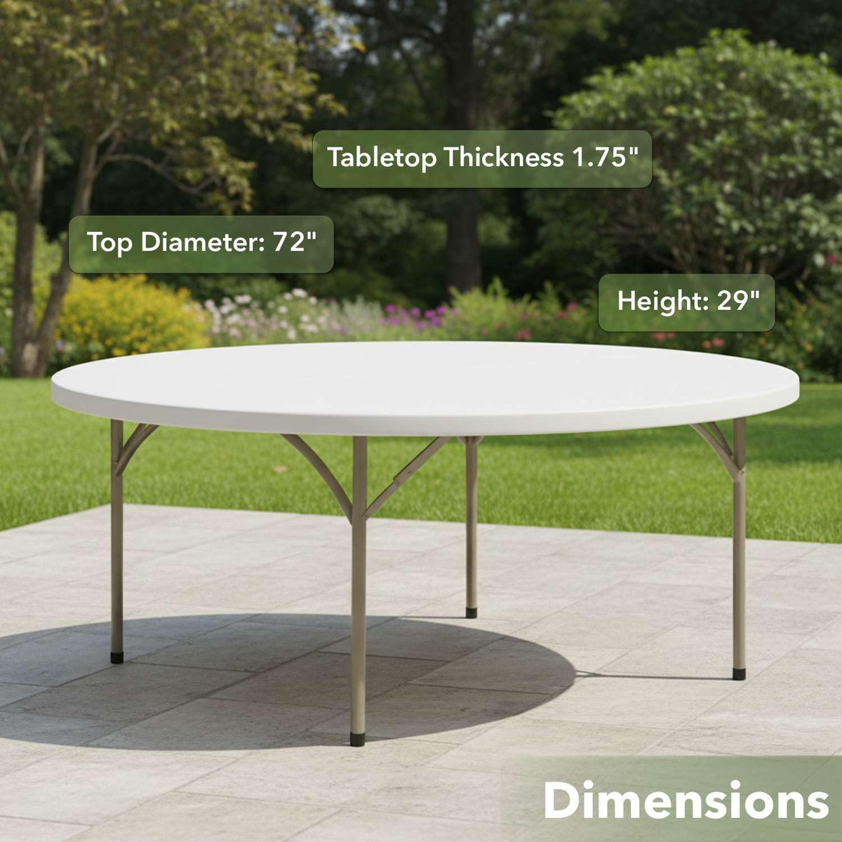 72" Round Granite White Folding Table 5 Pack E998