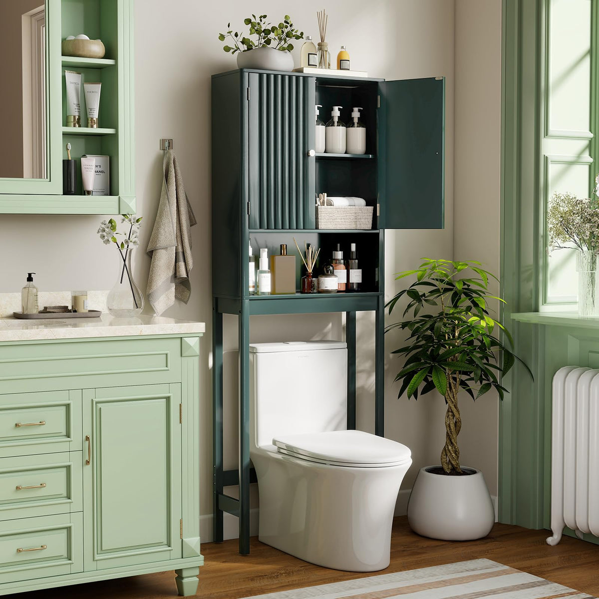 Over The Toilet Storage Cabinet with Fluted Doors C75840