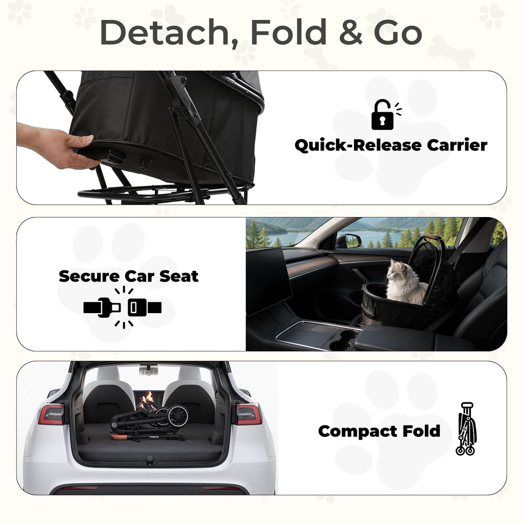 Foldable Pet Stroller with Detachable Carrier Q422