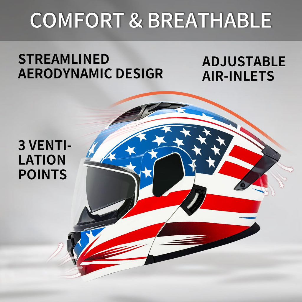 DOT Approved Dual Visor Full Face Motorcycle Helmet C4349