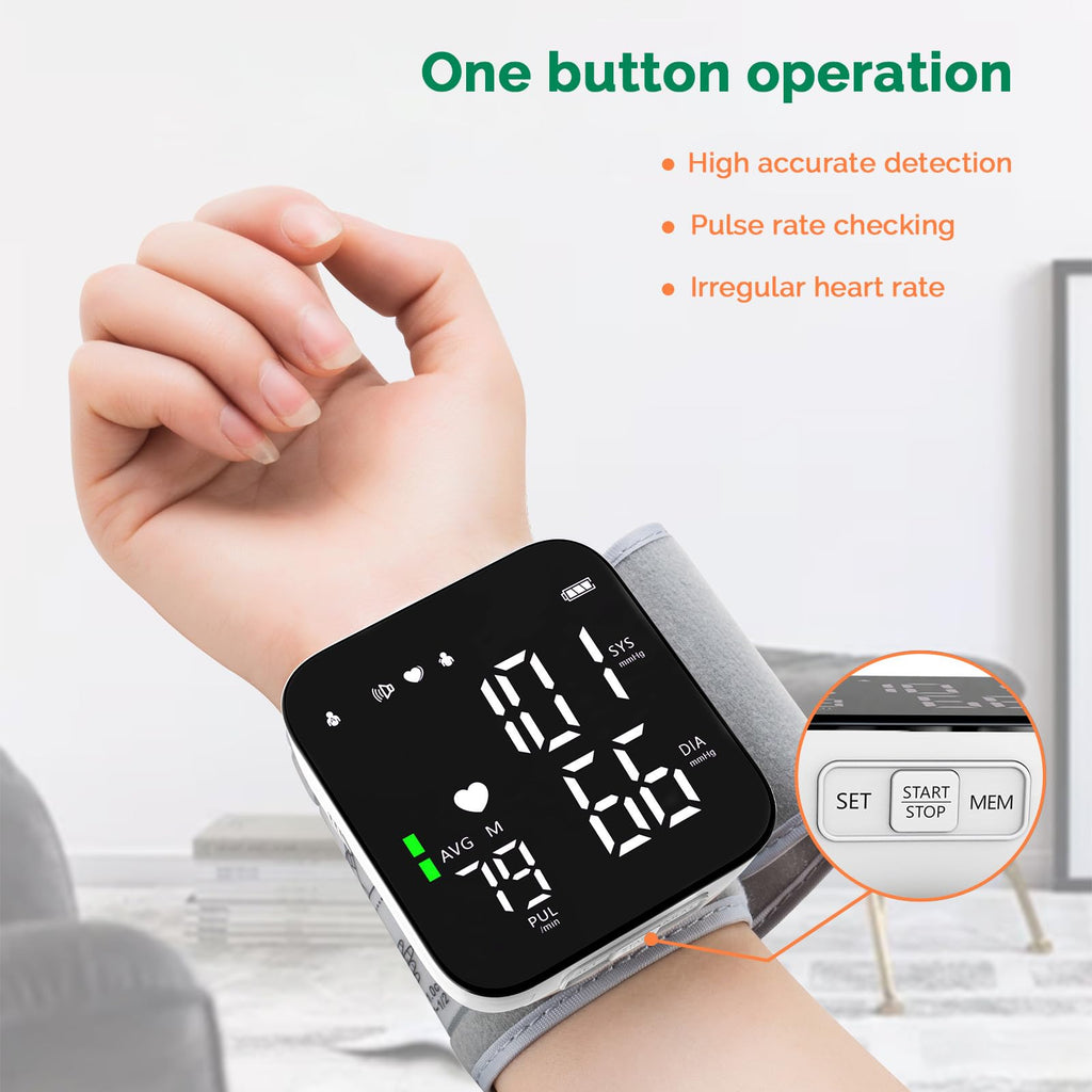 Wrist Blood Pressure Monitor Automatic Talking Digital LED Display M1626